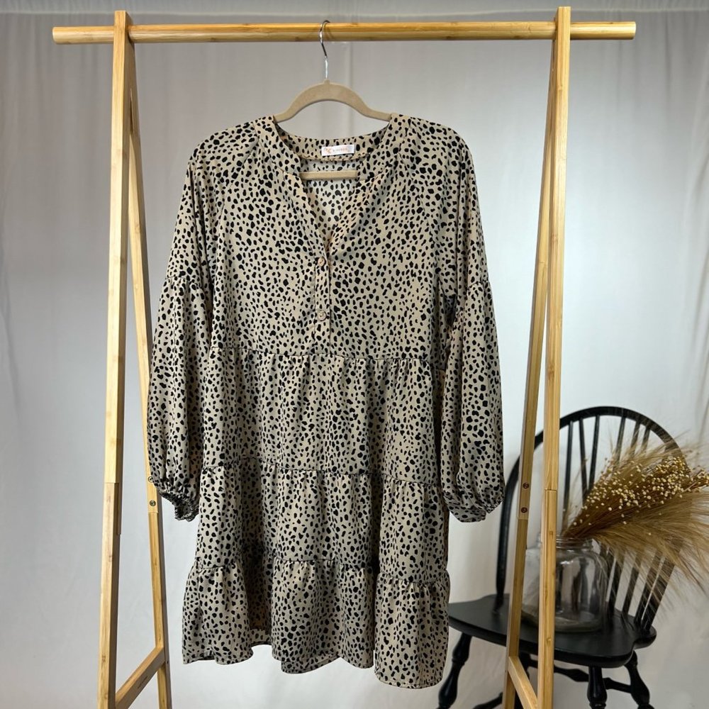 Long Sleeve Leopard Boho Dress
